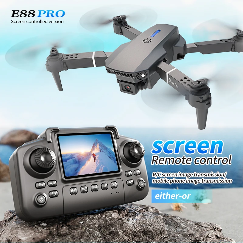 Drone Camera 4K - Profesyonel E88 PRO Drone, Ekranlı 8K